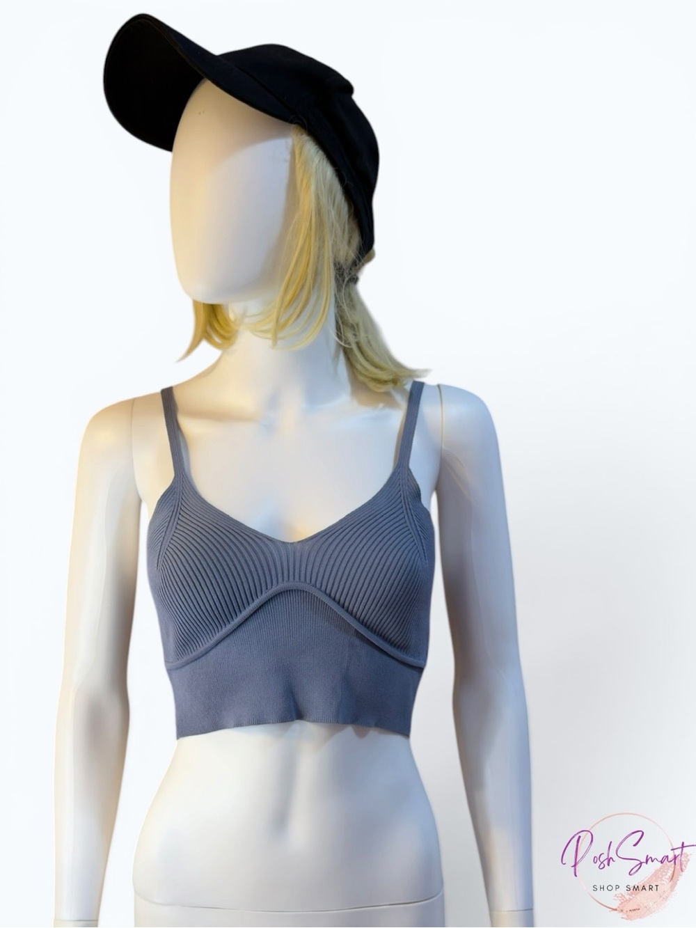 Forever 21 Ribbed Knit Bralette Crop Top Slate Blue Gray | Size S